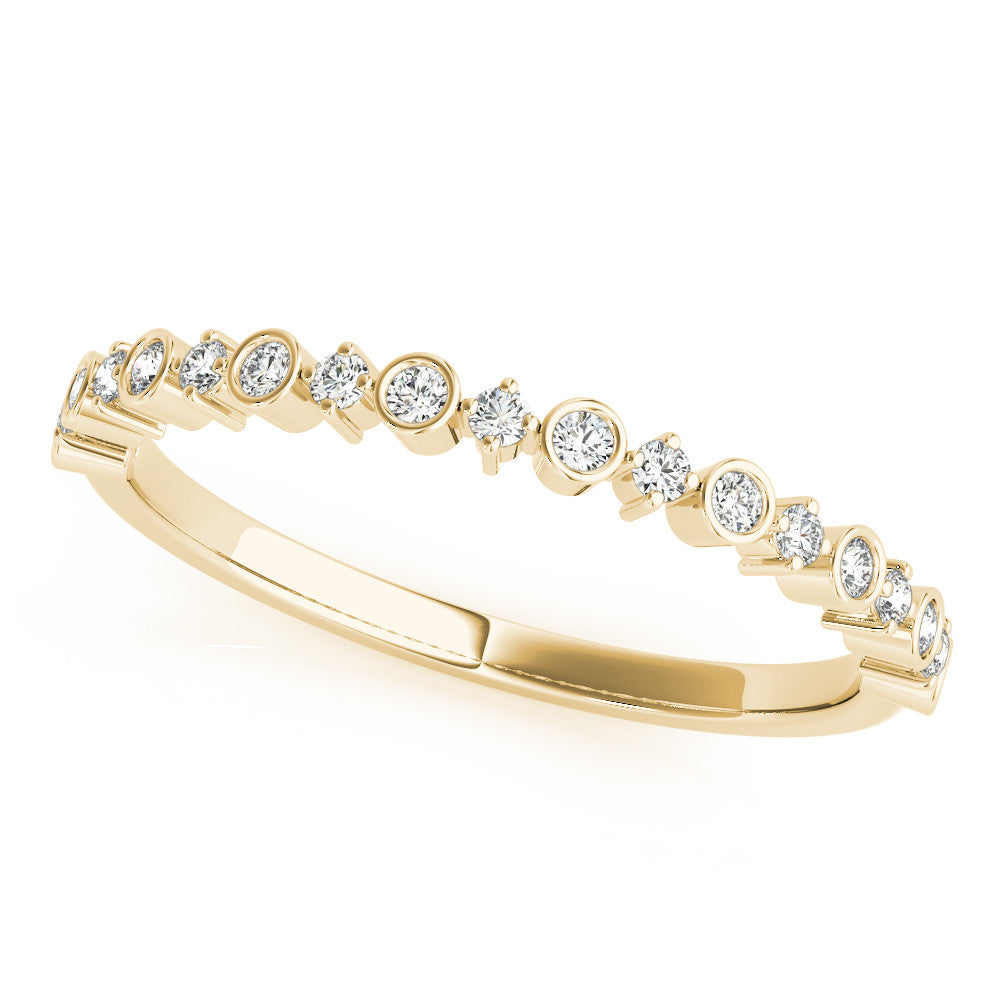 Yellow gold Bezel and Prong Set Round Diamond Half Eternity Band