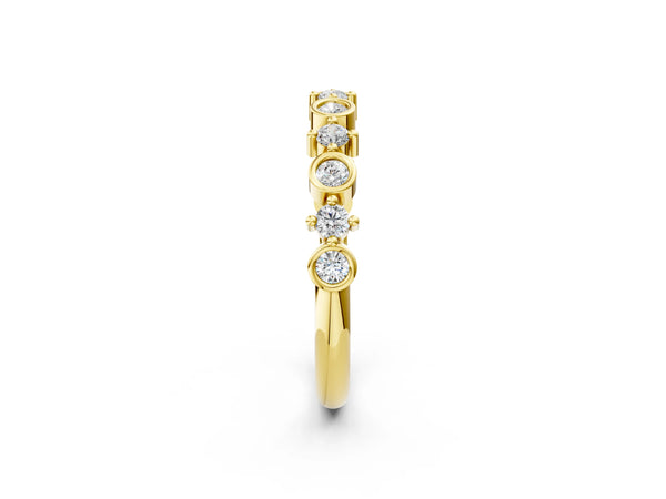 Yellow gold Bezel and Prong Set Round Diamond Half Eternity Band