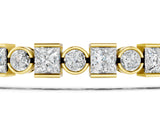 Yellow gold Bezel and Prong Set Round and Princess Cut Diamond Tennis Bracelet_3