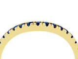 Yellow gold Blue Sapphire Pavé Curved Wedding Band_10