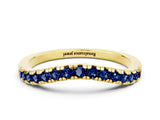 Yellow gold Blue Sapphire Pavé Curved Wedding Band_6