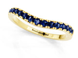 Yellow gold Blue Sapphire Pavé Curved Wedding Band_7