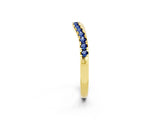 Yellow gold Blue Sapphire Pavé Curved Wedding Band_8
