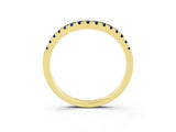 Yellow gold Blue Sapphire Pavé Curved Wedding Band_9