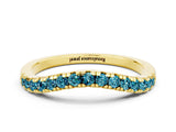 Yellow gold Blue Topaz Pavé Curved Wedding Band_6