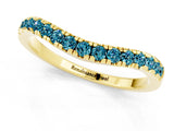 Yellow gold Blue Topaz Pavé Curved Wedding Band_7
