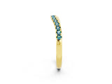 Yellow gold Blue Topaz Pavé Curved Wedding Band_8