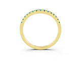 Yellow gold Blue Topaz Pavé Curved Wedding Band_9