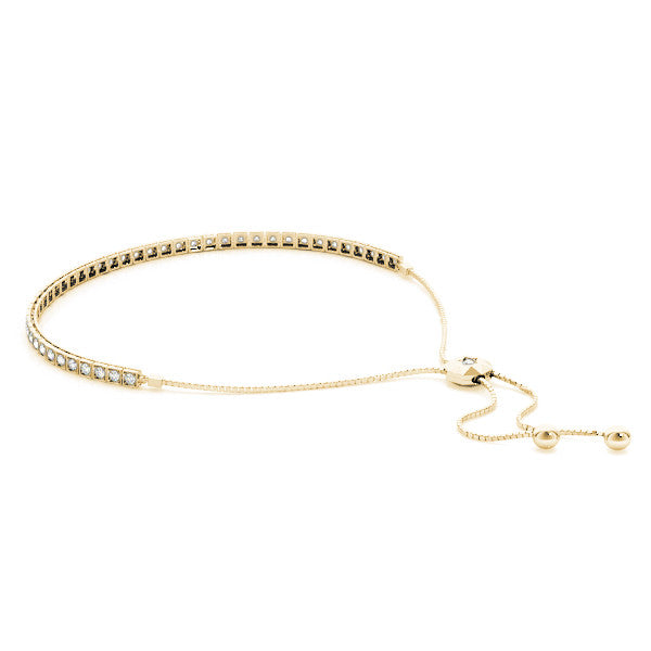 Yellow gold Box-Set Round Diamond Adjustable Tennis Bracelet