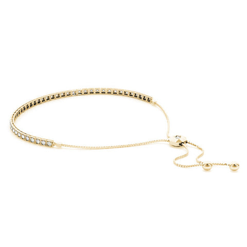Yellow gold Box-Set Round Diamond Adjustable Tennis Bracelet 1