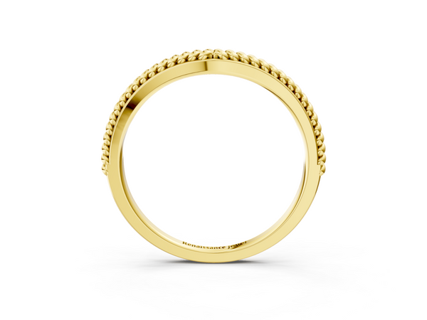 Yellow gold Braided Milgrain White Gold Contour Band