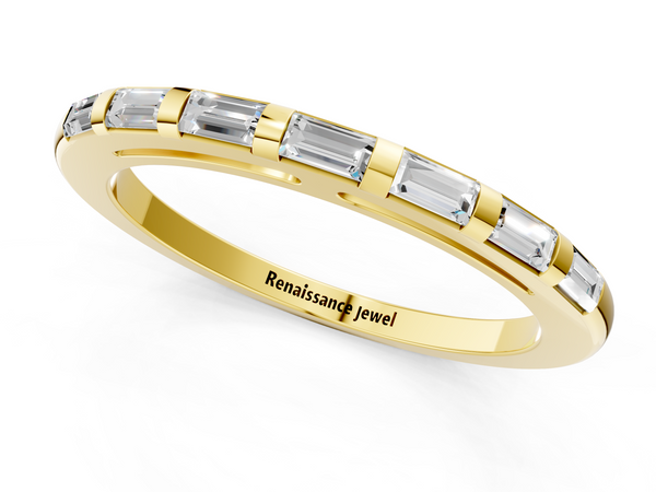 Yellow gold Channel Set Baguette Diamond Eternity Band