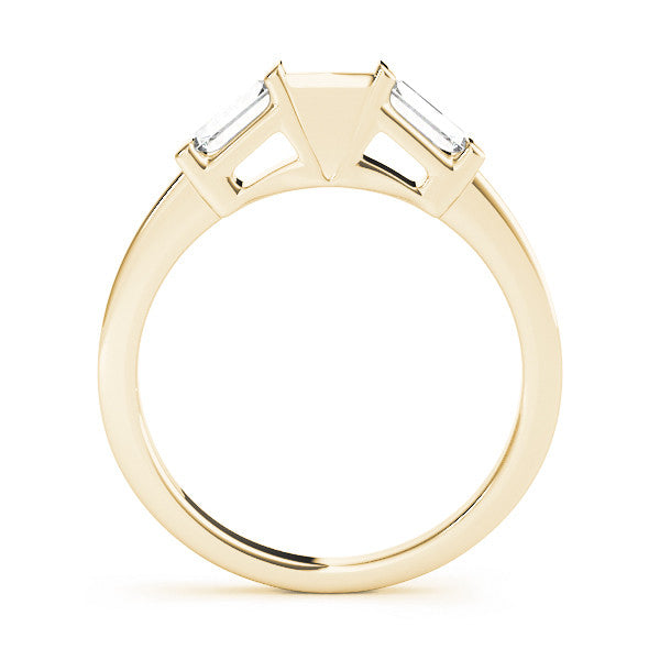 Yellow gold Channel Set Baguette Diamond Flat Band with Bar Prong Setting 1