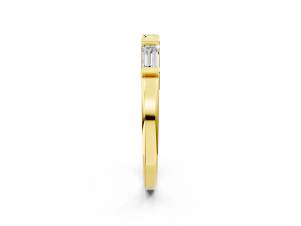 Yellow gold Channel Set Baguette Diamond Flat Band with Bar Prong Setting