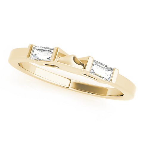 Yellow gold Channel Set Baguette Diamond Flat Band with Bar Prong Setting