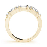 Yellow gold Channel Set Baguette and Round Diamond Band with Bar Prongs 1