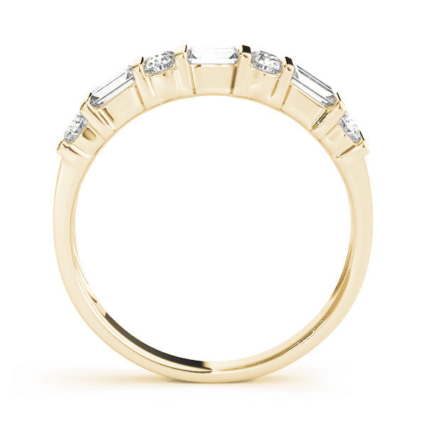 Yellow gold Channel Set Baguette and Round Diamond Eternity Band