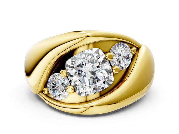 Yellow gold Channel Set Cushion Diamond Crossover Band