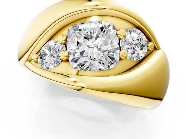 Yellow gold Channel Set Cushion Diamond Crossover Band