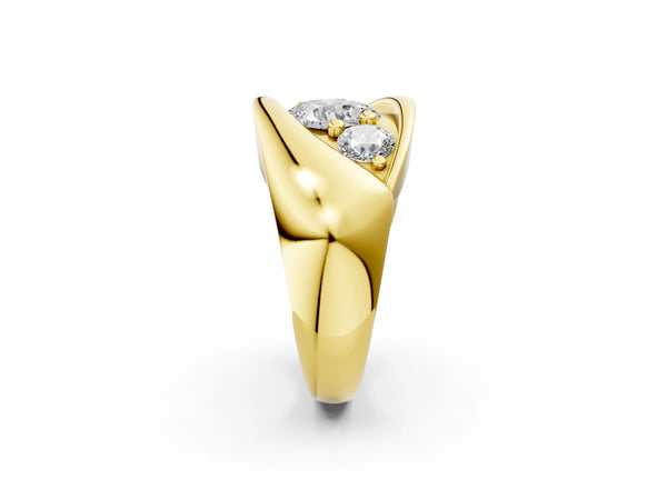 Yellow gold Channel Set Cushion Diamond Crossover Band