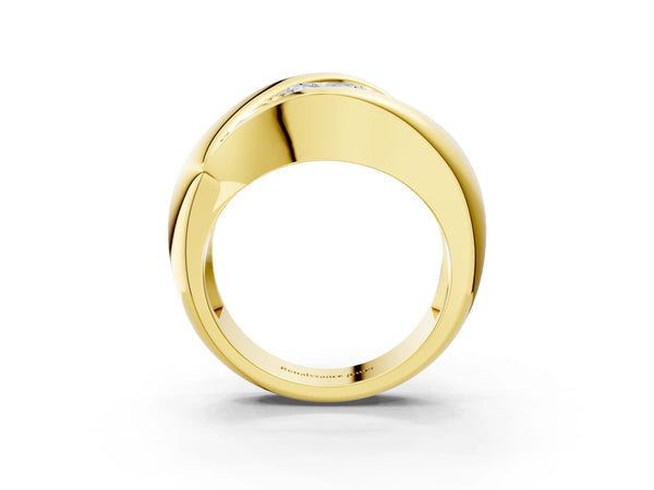 Yellow gold Channel Set Cushion Diamond Crossover Band
