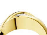 Yellow gold Channel Set Emerald Diamond Crossover Band_10