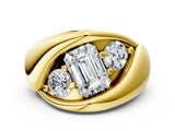 Yellow gold Channel Set Emerald Diamond Crossover Band_6