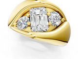 Yellow gold Channel Set Emerald Diamond Crossover Band_7