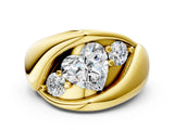 Yellow gold Channel Set Heart Diamond Crossover Band_6