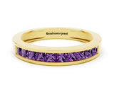 Yellow gold Channel Set Princess Cut Amethyst Eternity Band_24