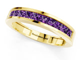 Yellow gold Channel Set Princess Cut Amethyst Eternity Band_25