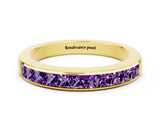 Yellow gold Channel Set Princess Cut Amethyst Eternity Band_6