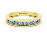 Yellow gold Channel Set Princess Cut Aquamarine Eternity Band_36
