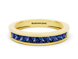Yellow gold Channel Set Princess Cut Blue Sapphire Eternity Band_24
