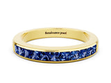 Yellow gold Channel Set Princess Cut Blue Sapphire Eternity Band_6