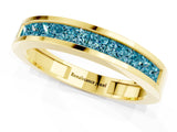 Yellow gold Channel Set Princess Cut Blue Topaz Eternity Band_109