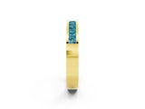 Yellow gold Channel Set Princess Cut Blue Topaz Eternity Band_110