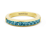 Yellow gold Channel Set Princess Cut Blue Topaz Eternity Band_6