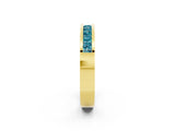 Yellow gold Channel Set Princess Cut Blue Topaz Eternity Band_86