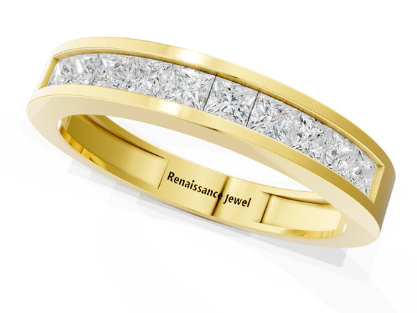 Yellow gold Channel Set Princess Cut Diamond Eternity Band