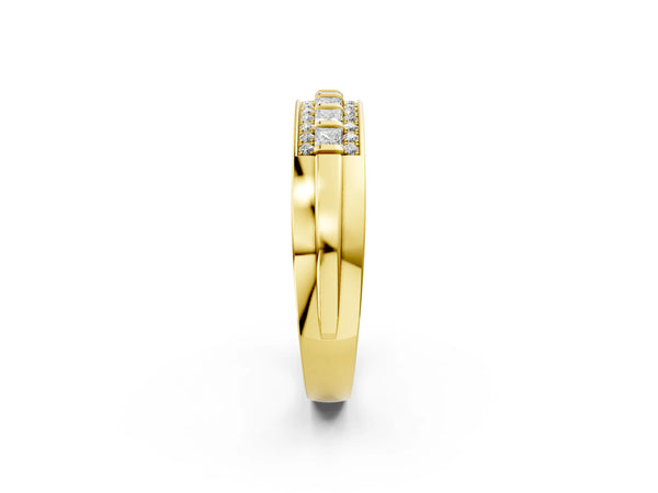 Yellow gold Channel-Set Princess Cut Diamond Pavé Band