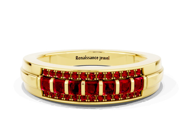 Yellow gold Channel-Set Princess Cut Diamond Pavé Band