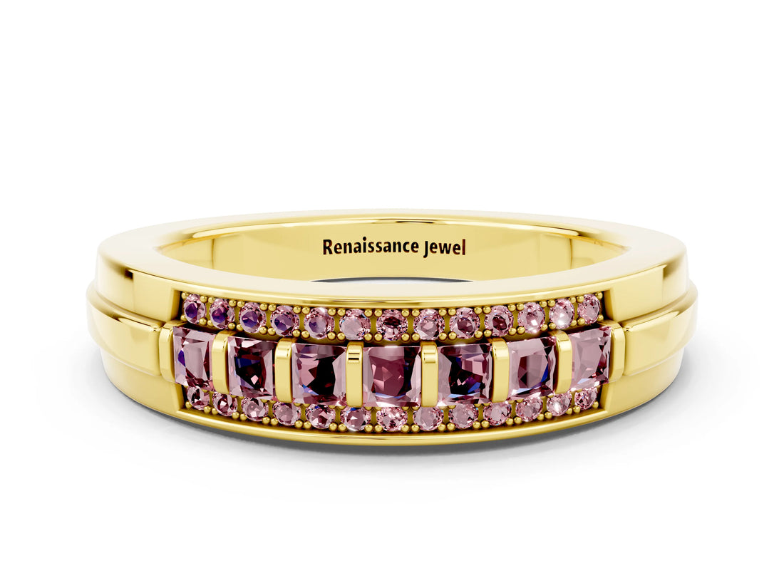 Yellow gold Channel-Set Princess Cut Diamond Pavé Band_30