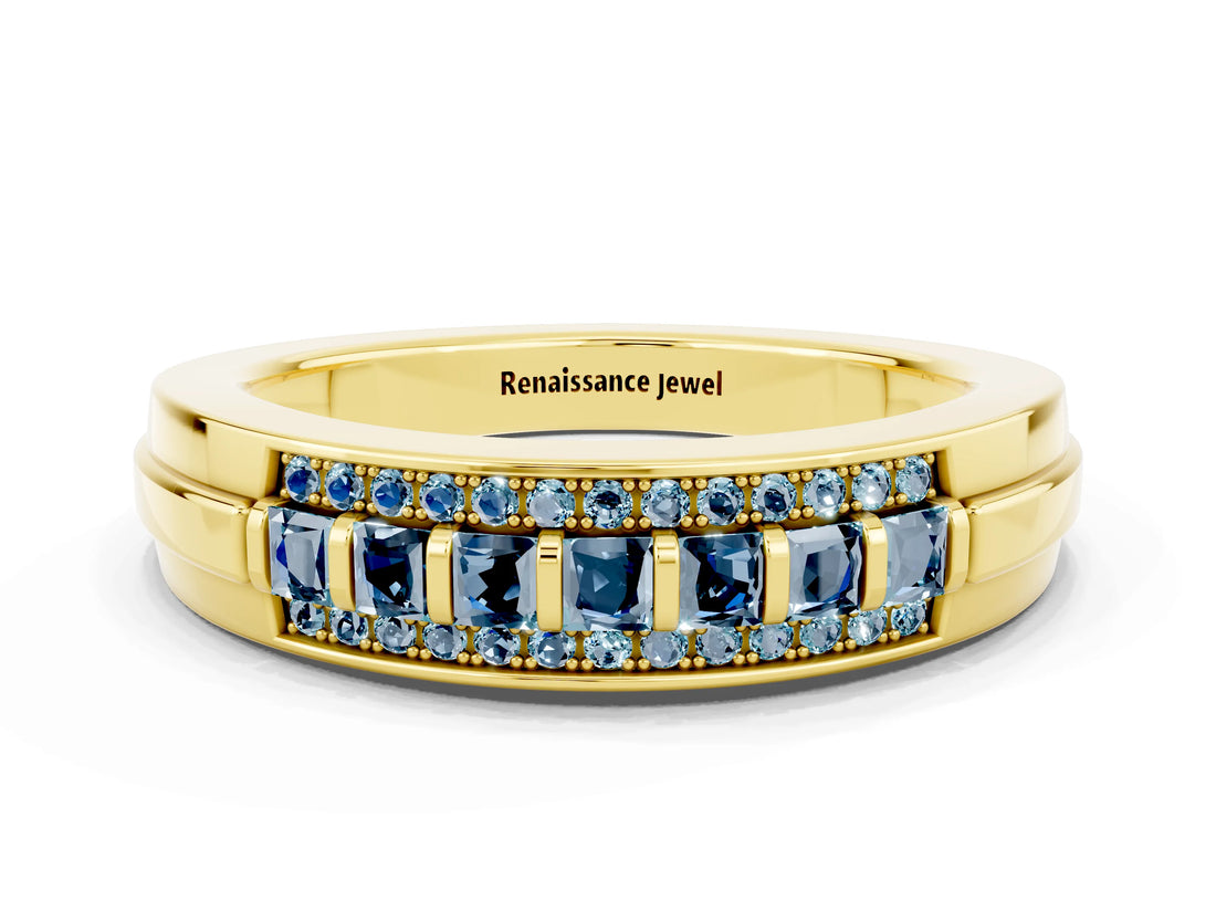 Yellow gold Channel-Set Princess Cut Diamond Pavé Band_30