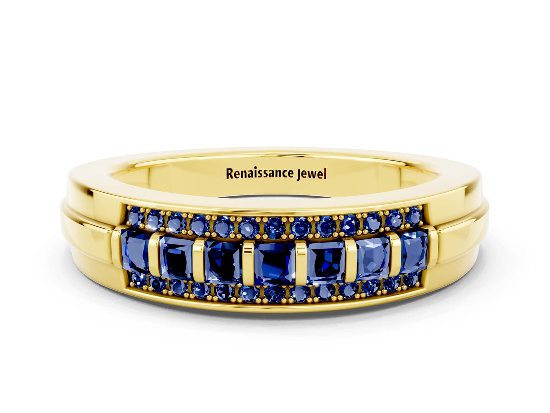 Yellow gold Channel-Set Princess Cut Diamond Pavé Band_30