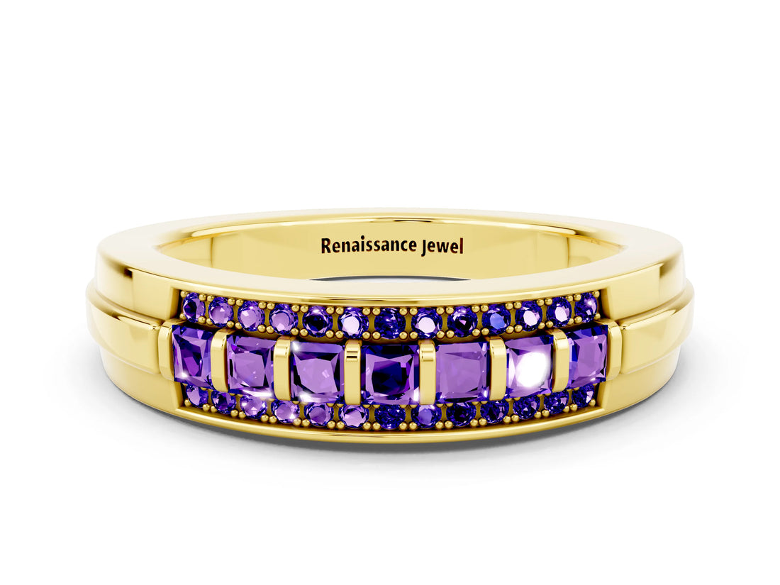Yellow gold Channel-Set Princess Cut Diamond Pavé Band_30