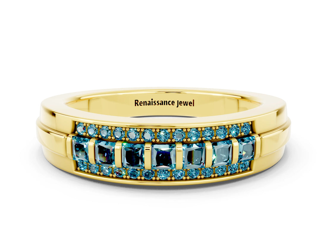 Yellow gold Channel-Set Princess Cut Diamond Pavé Band_30