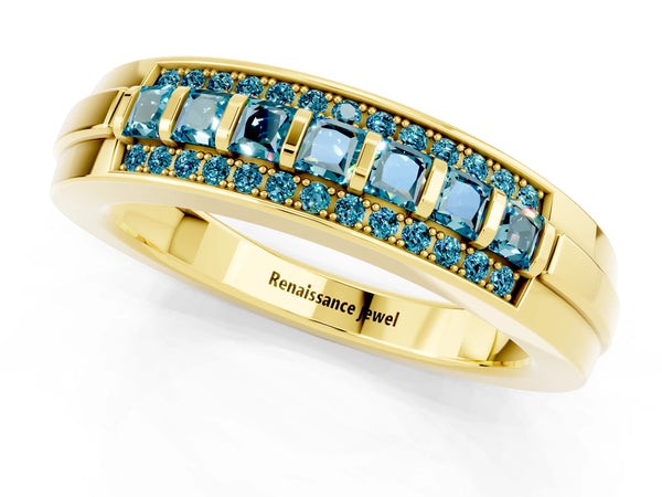 Yellow gold Channel-Set Princess Cut Diamond Pavé Band