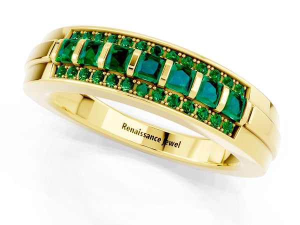 Yellow gold Channel-Set Princess Cut Diamond Pavé Band