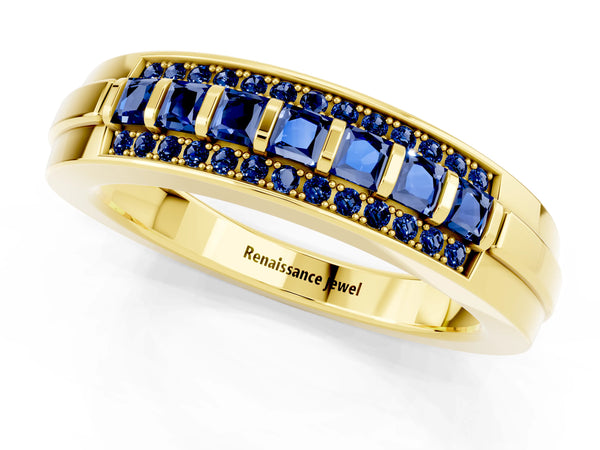 Yellow gold Channel-Set Princess Cut Diamond Pavé Band
